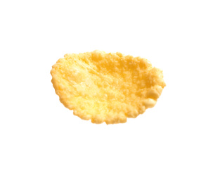Photo of Tasty crispy corn flake isolated on white