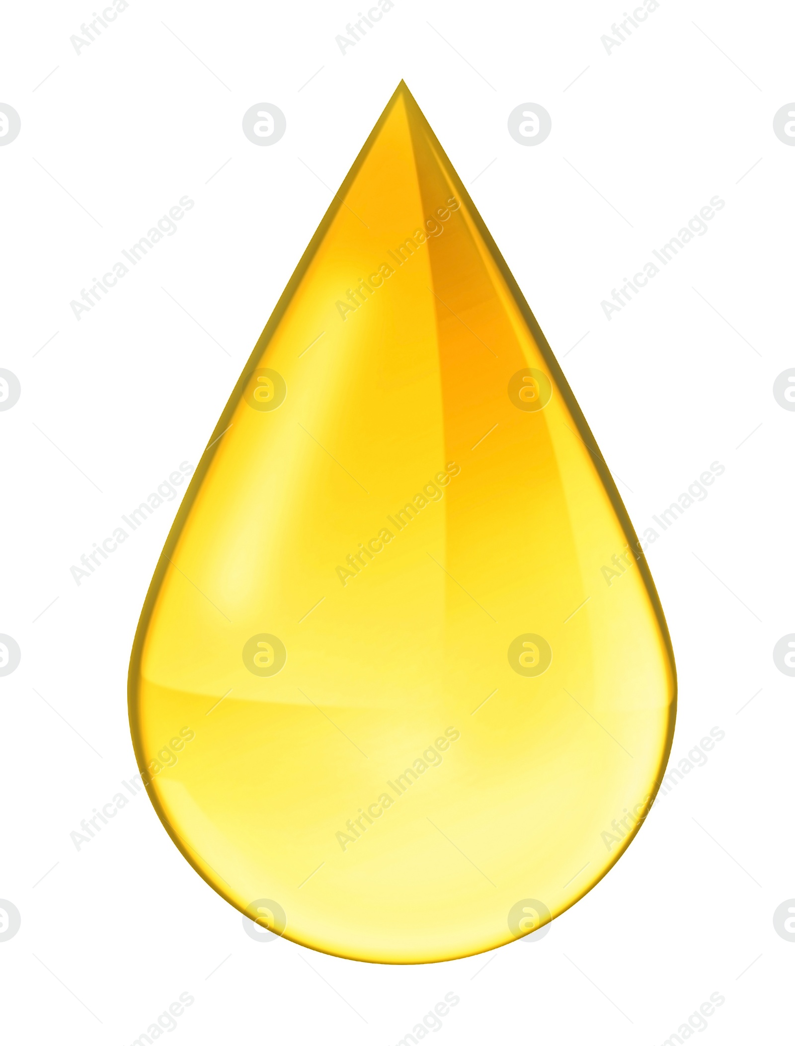 Image of Drop of golden oily liquid on white background