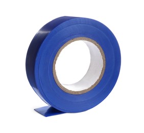 Reel of blue insulating tape isolated on white