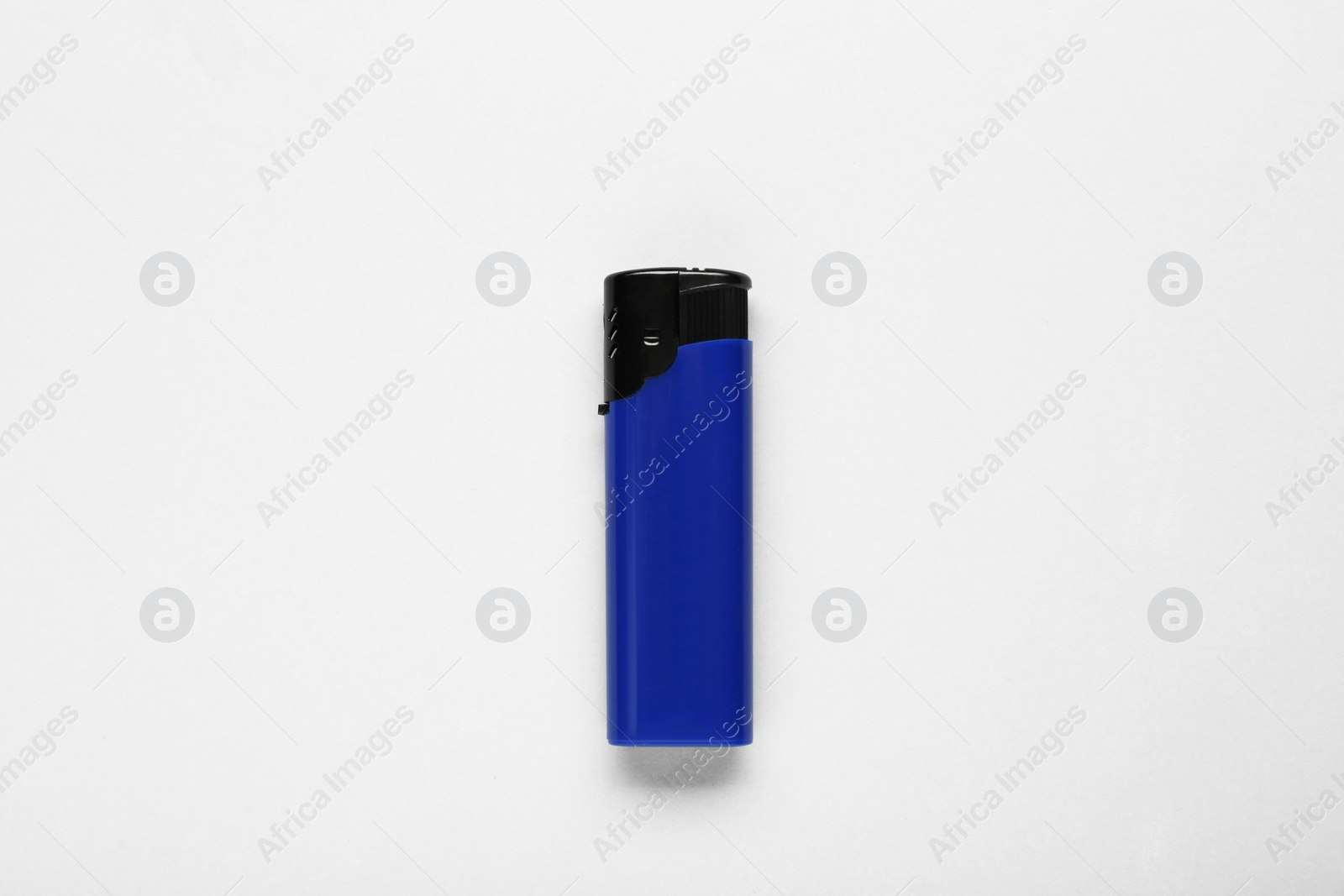 Photo of Stylish small pocket lighter on white background, top view