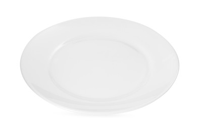 Photo of One beautiful ceramic plate isolated on white