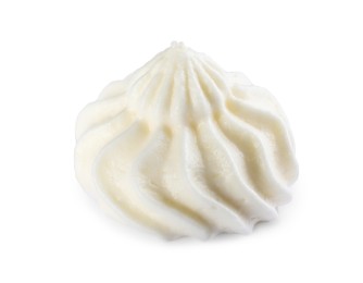 Photo of Delicious fresh whipped cream isolated on white