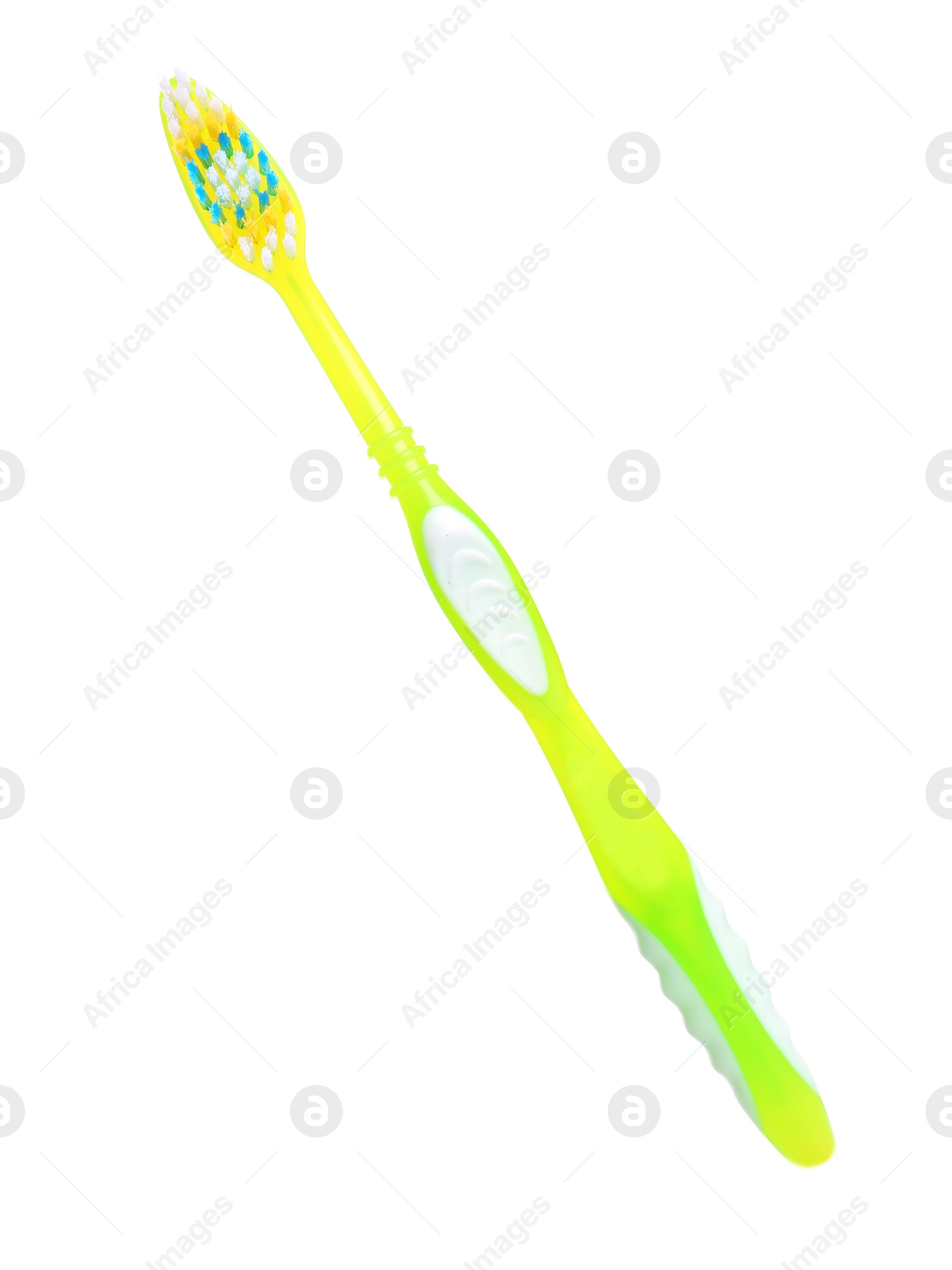 Photo of Manual toothbrush on white background. Dental care