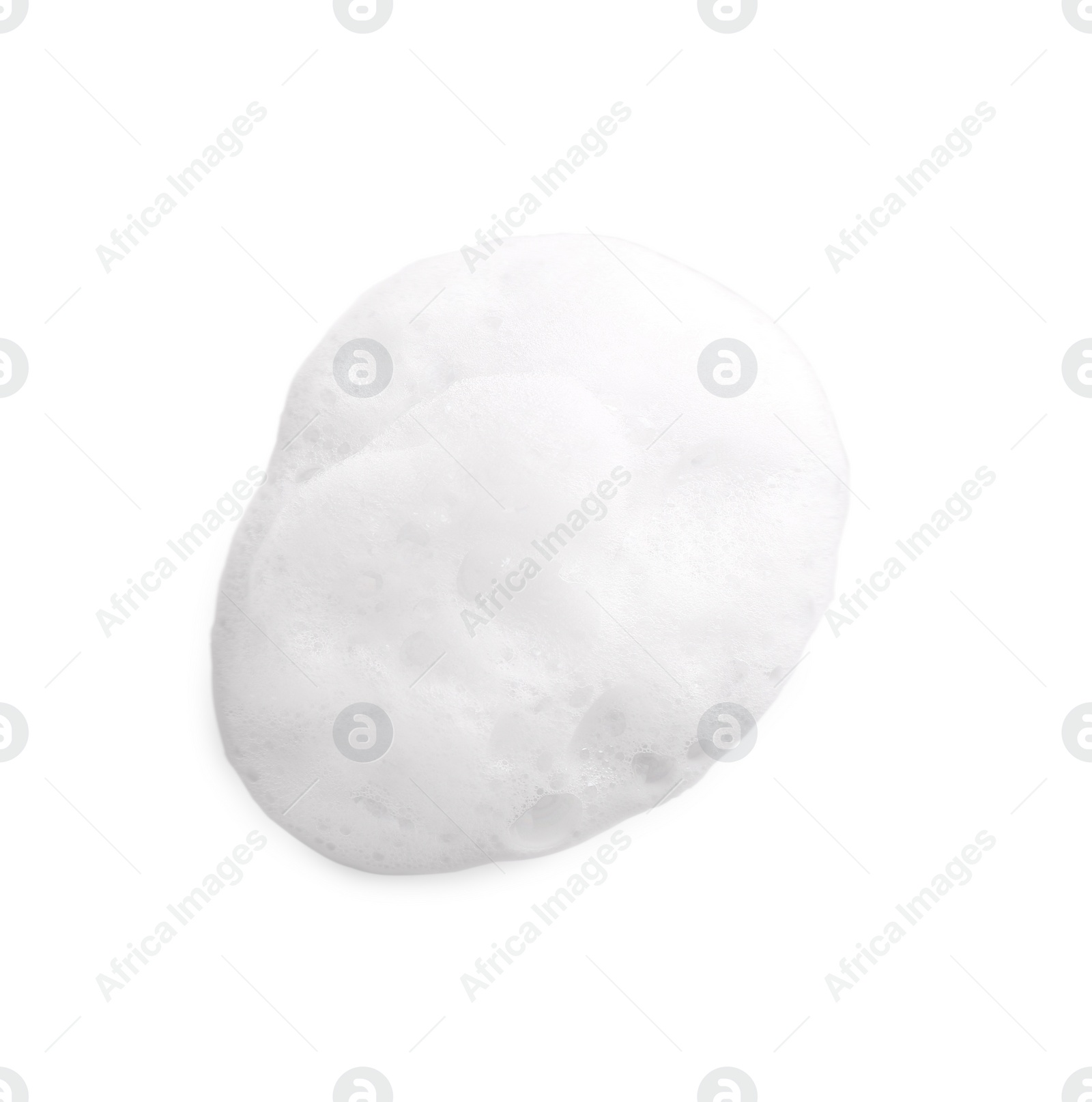 Photo of Foam with bubbles isolated on white, above view