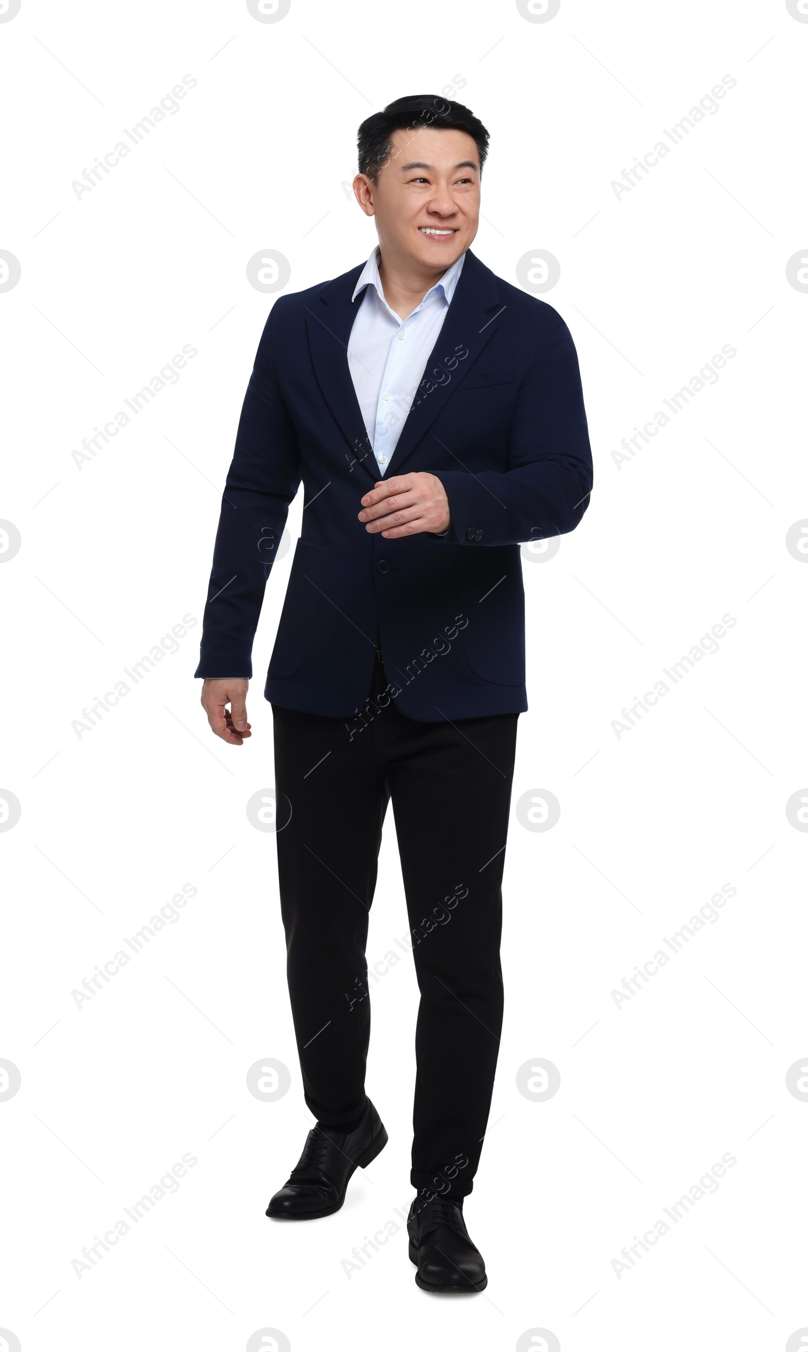 Photo of Businessman in suit posing on white background