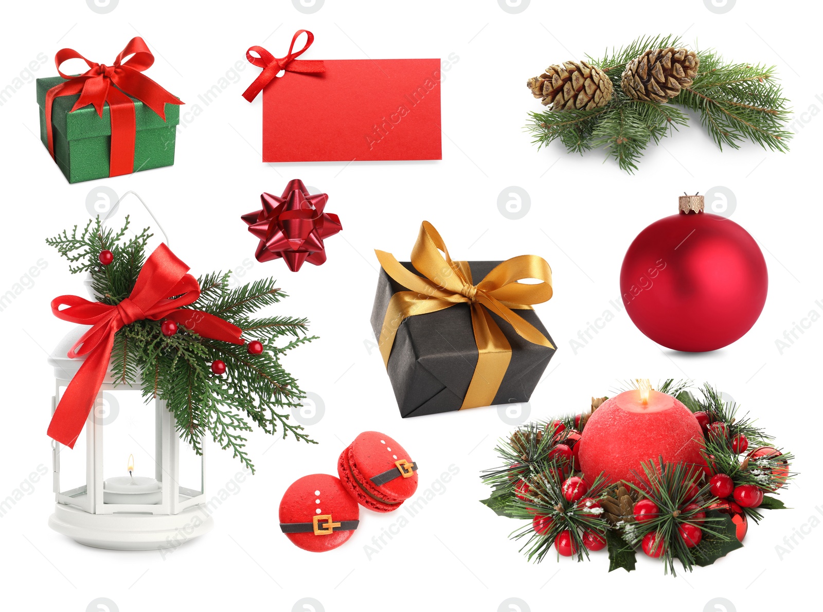 Image of New Year celebration stuff isolated on white, collection