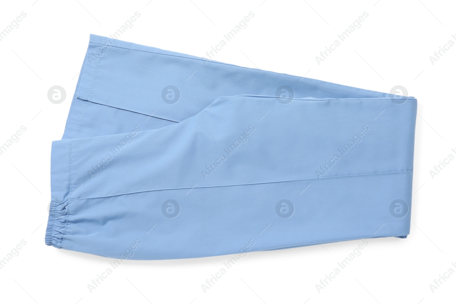 Photo of Medical uniform isolated on white, top view