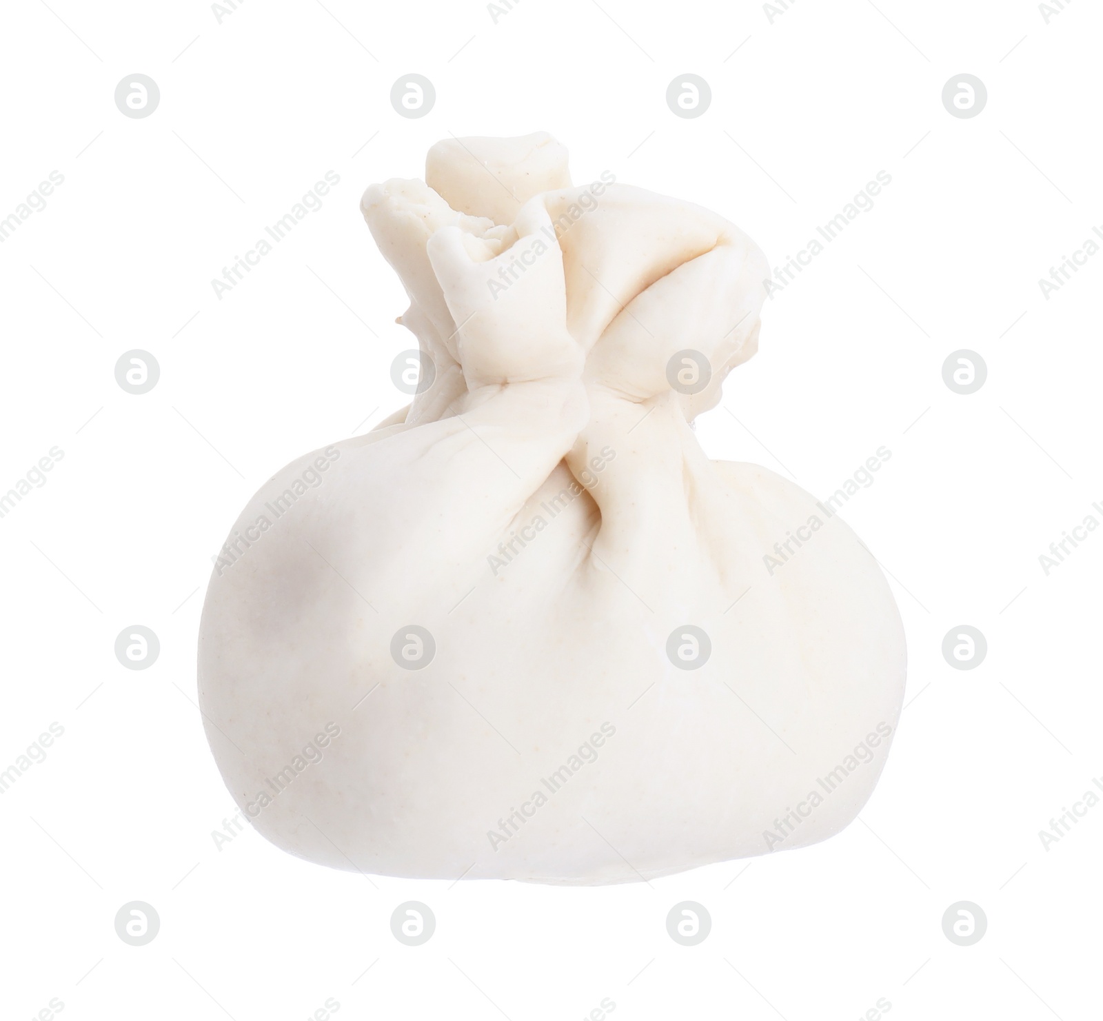 Photo of Uncooked khinkali (dumpling) isolated on white. Georgian cuisine