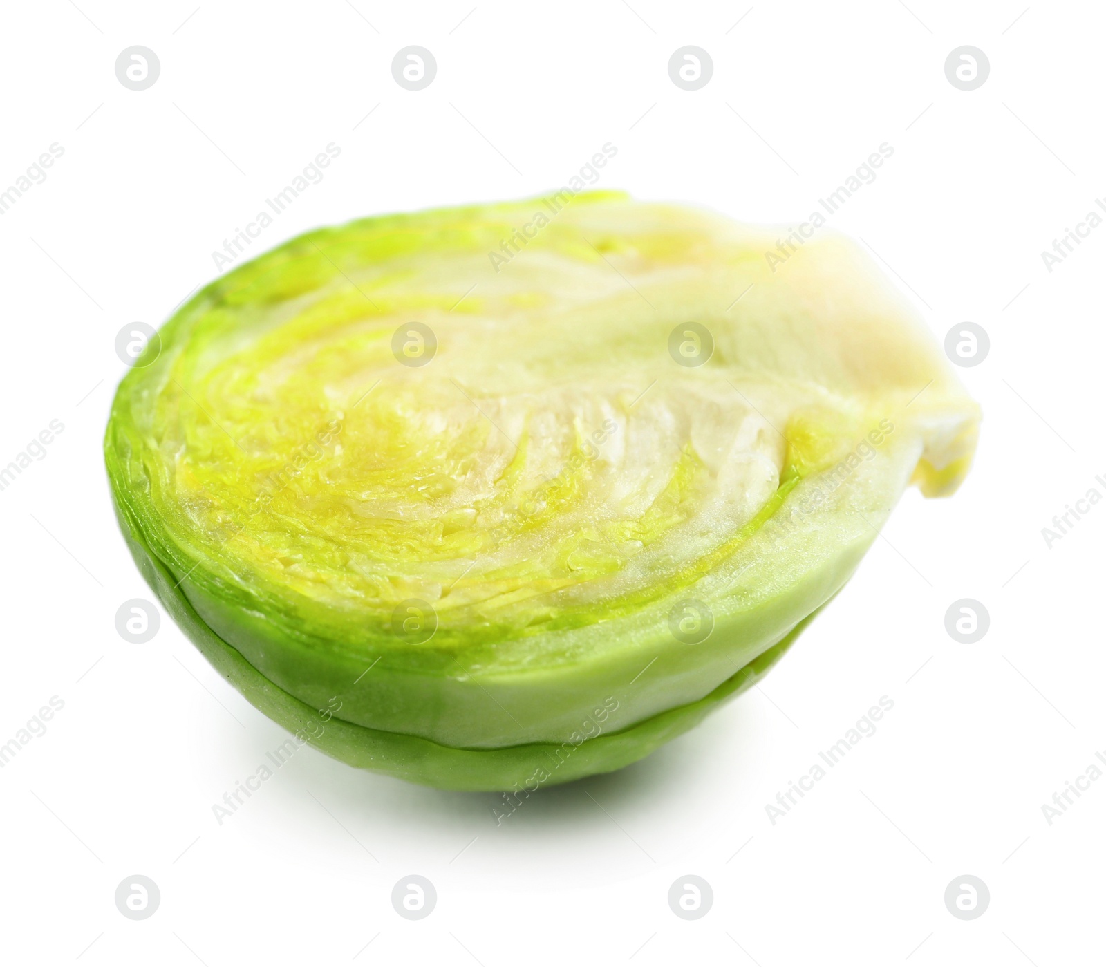 Photo of Fresh cut Brussels sprout on white background