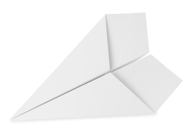 Photo of One handmade paper plane isolated on white