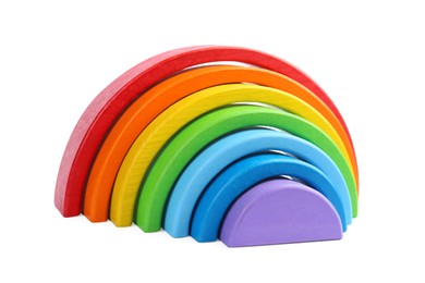 Photo of One colorful rainbow isolated on white. Children's toy