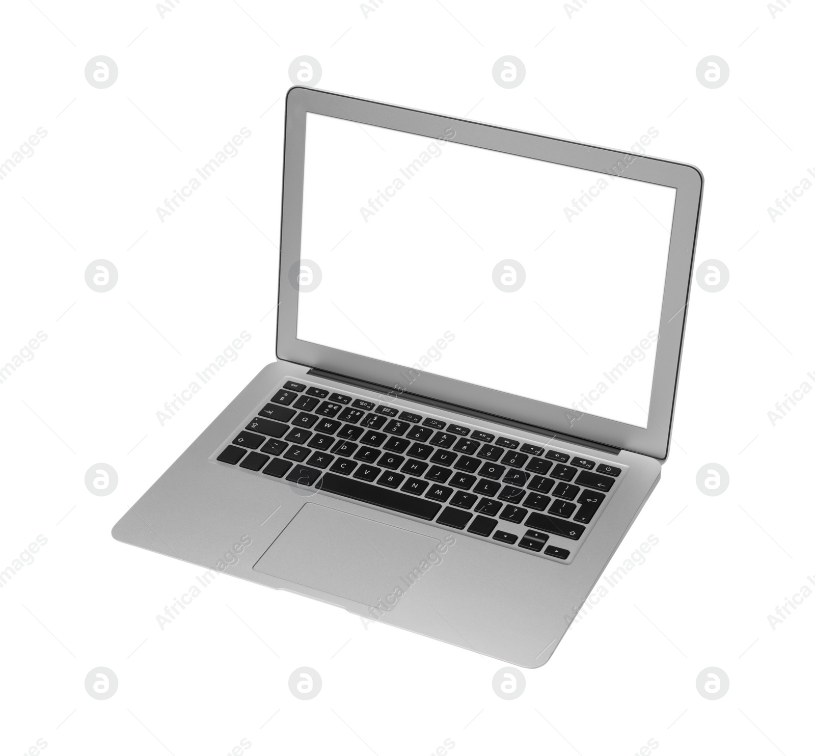 Photo of Laptop with blank screen isolated on white. Mockup for design