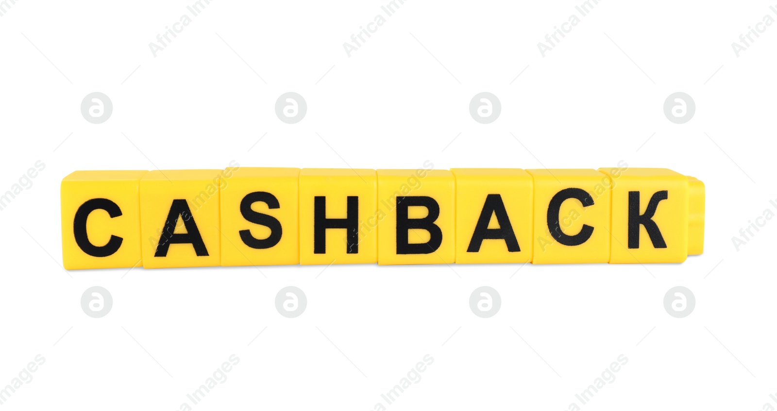 Photo of Yellow cubes with word Cashback on white background