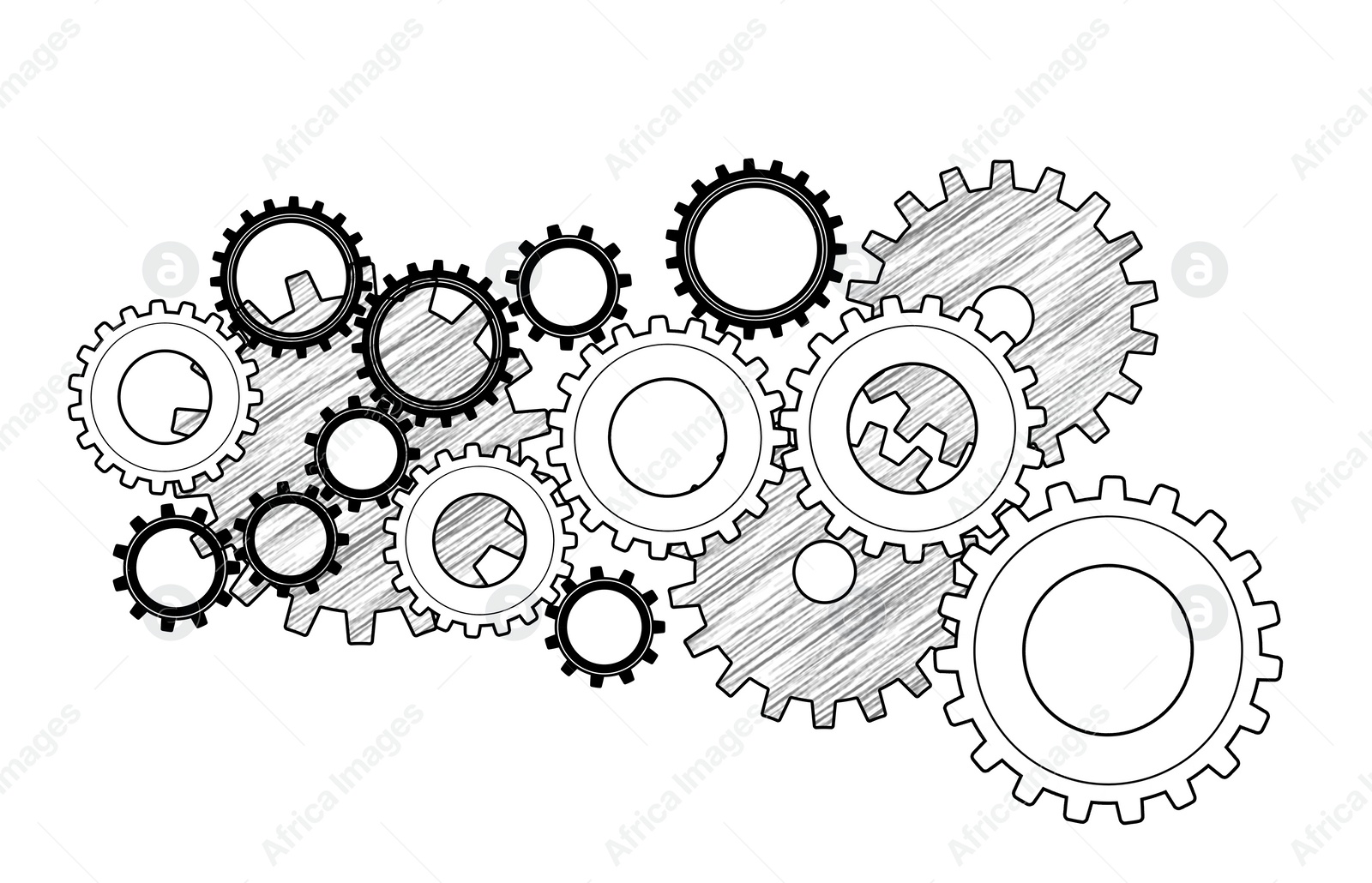 Illustration of  gear mechanism on white background
