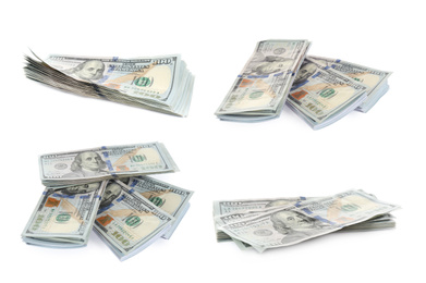 Image of Set of money on white background. American dollars
