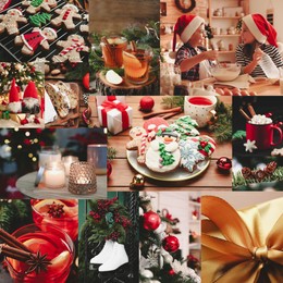 Christmas themed collage. Collection of festive photos