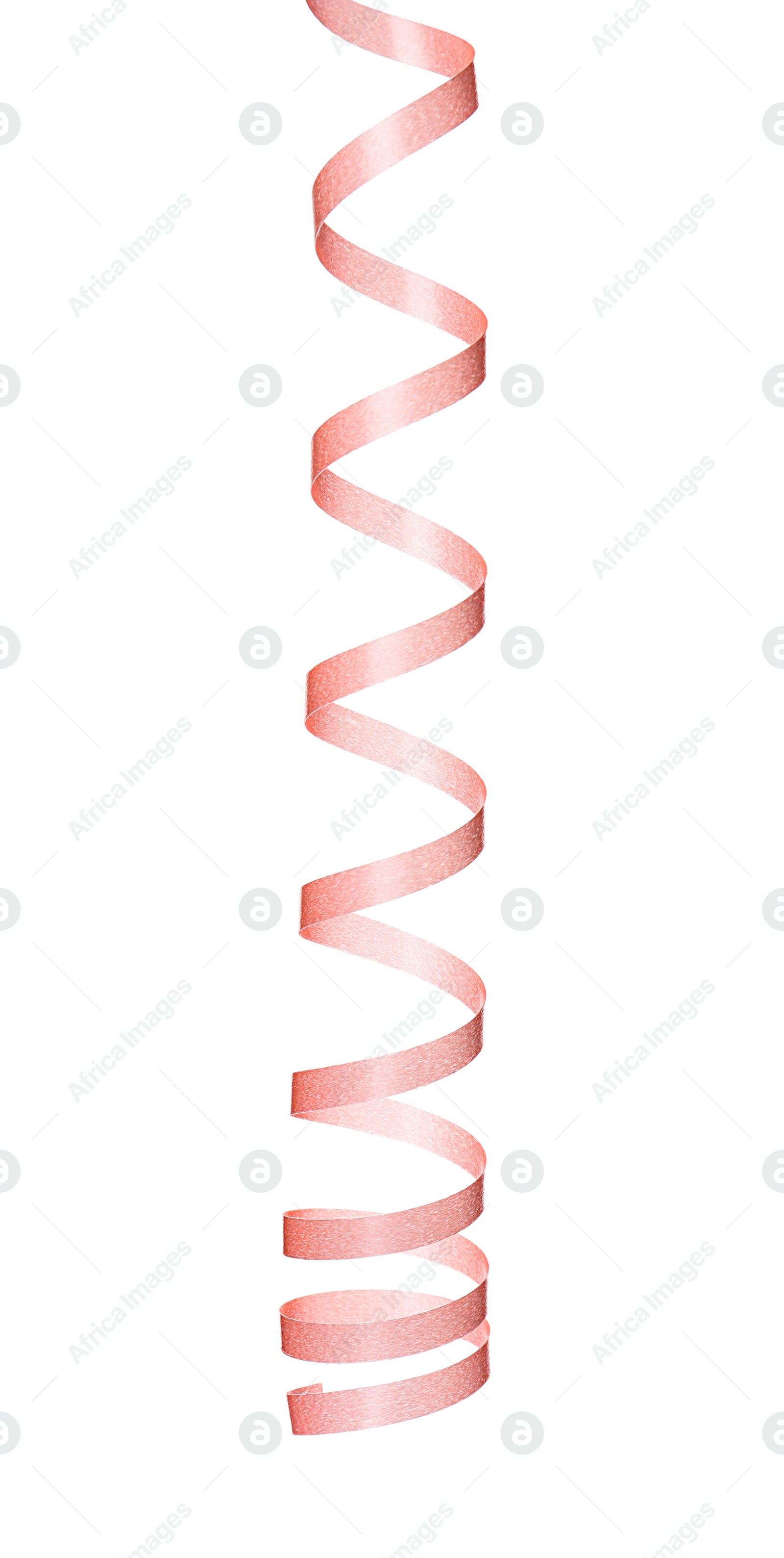 Photo of Pink serpentine streamer isolated on white. Party element