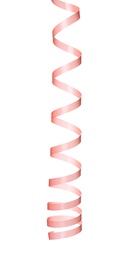 Pink serpentine streamer isolated on white. Party element