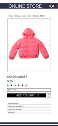 Online store website page with jacket and information. Image can be pasted onto smartphone screen