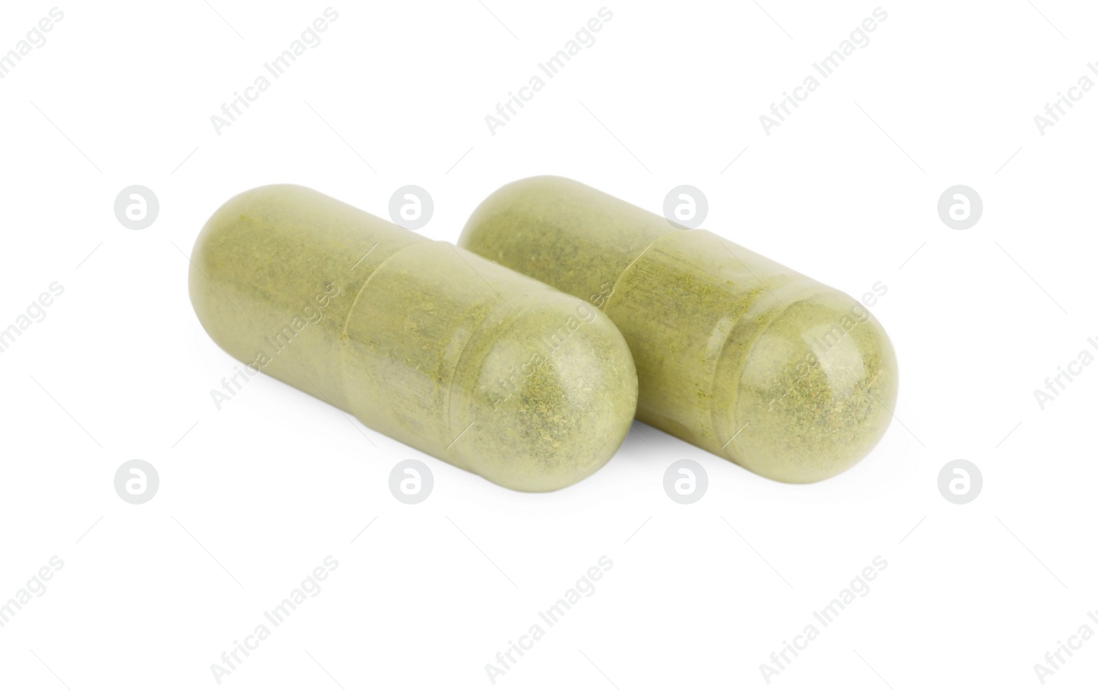 Photo of Vitamin capsules isolated on white. Health supplement