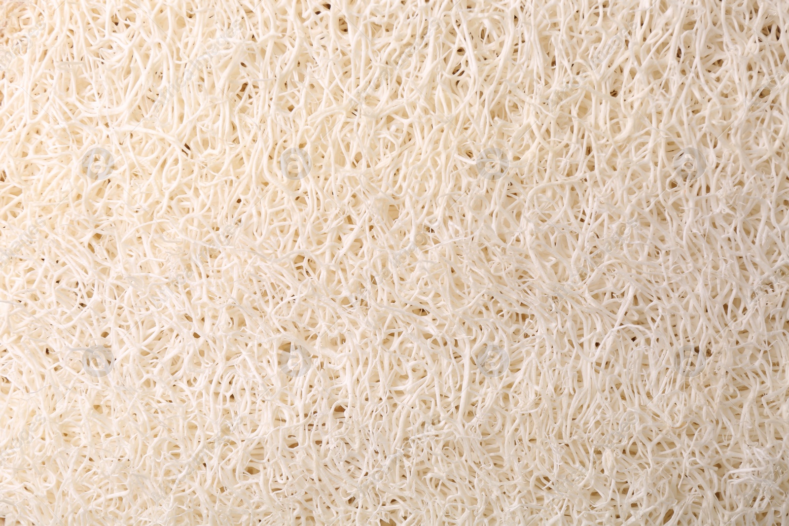 Photo of Loofah sponge as background, top view. Personal hygiene product