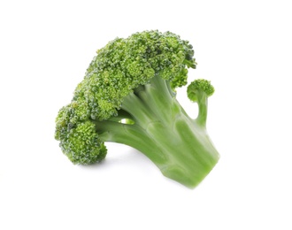 Photo of Fresh green broccoli on white background. Organic food