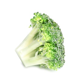 Photo of Fresh green broccoli on white background. Organic food