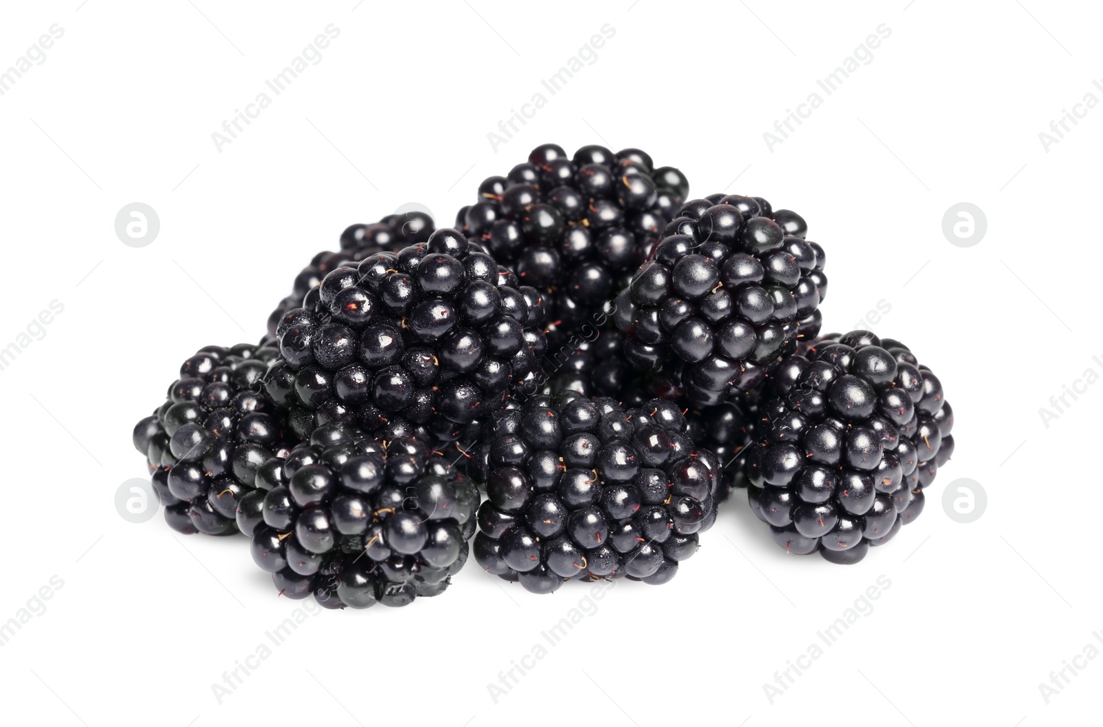 Photo of Pile of ripe blackberries isolated on white