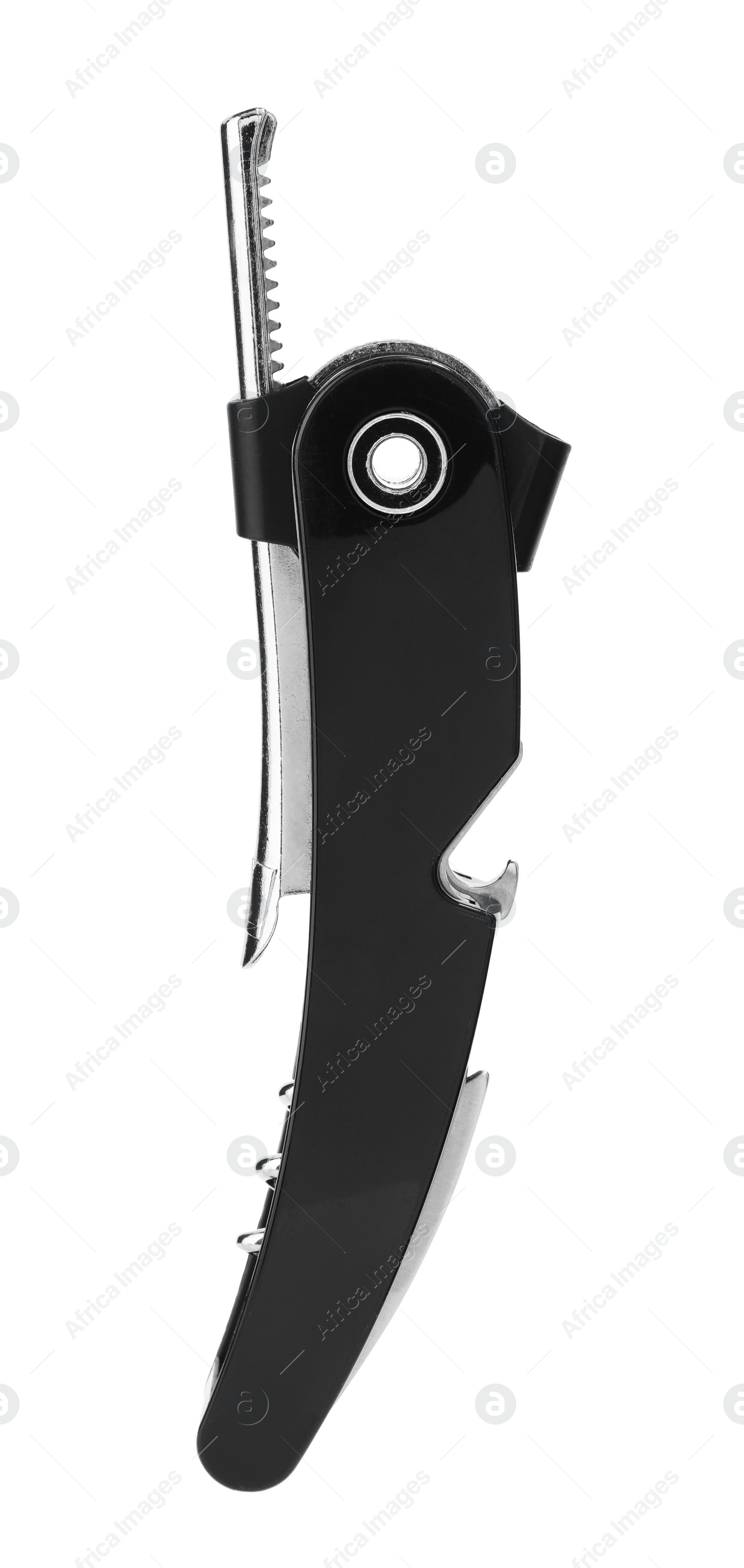 Photo of One corkscrew (sommelier knife) isolated on white