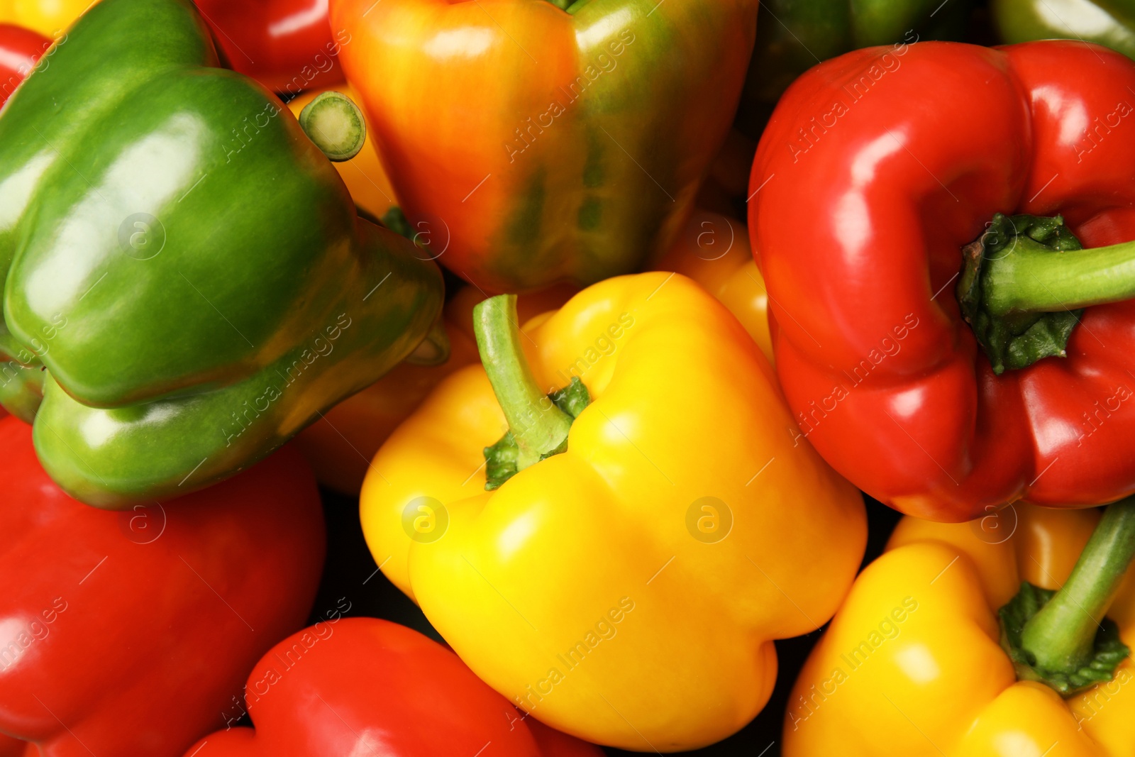 Photo of Colorful paprika peppers as background, closeup