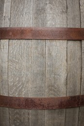 Traditional wooden barrel as background, closeup. Wine making