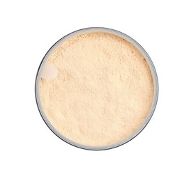 Face powder isolated on white, top view