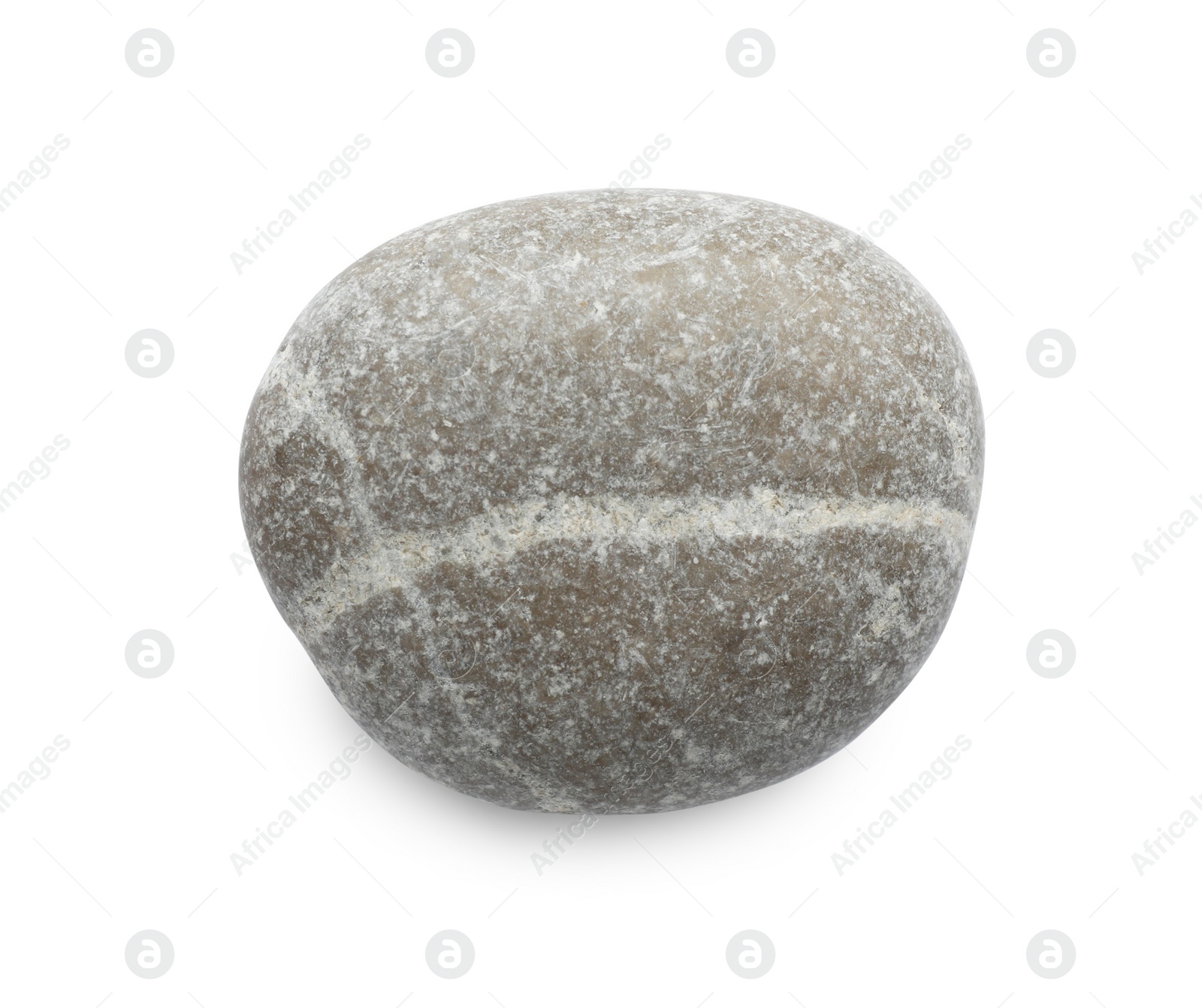 Photo of One grey stone isolated on white, top view