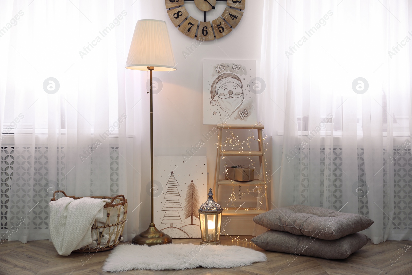 Photo of Beautiful Christmas pictures in festive room interior