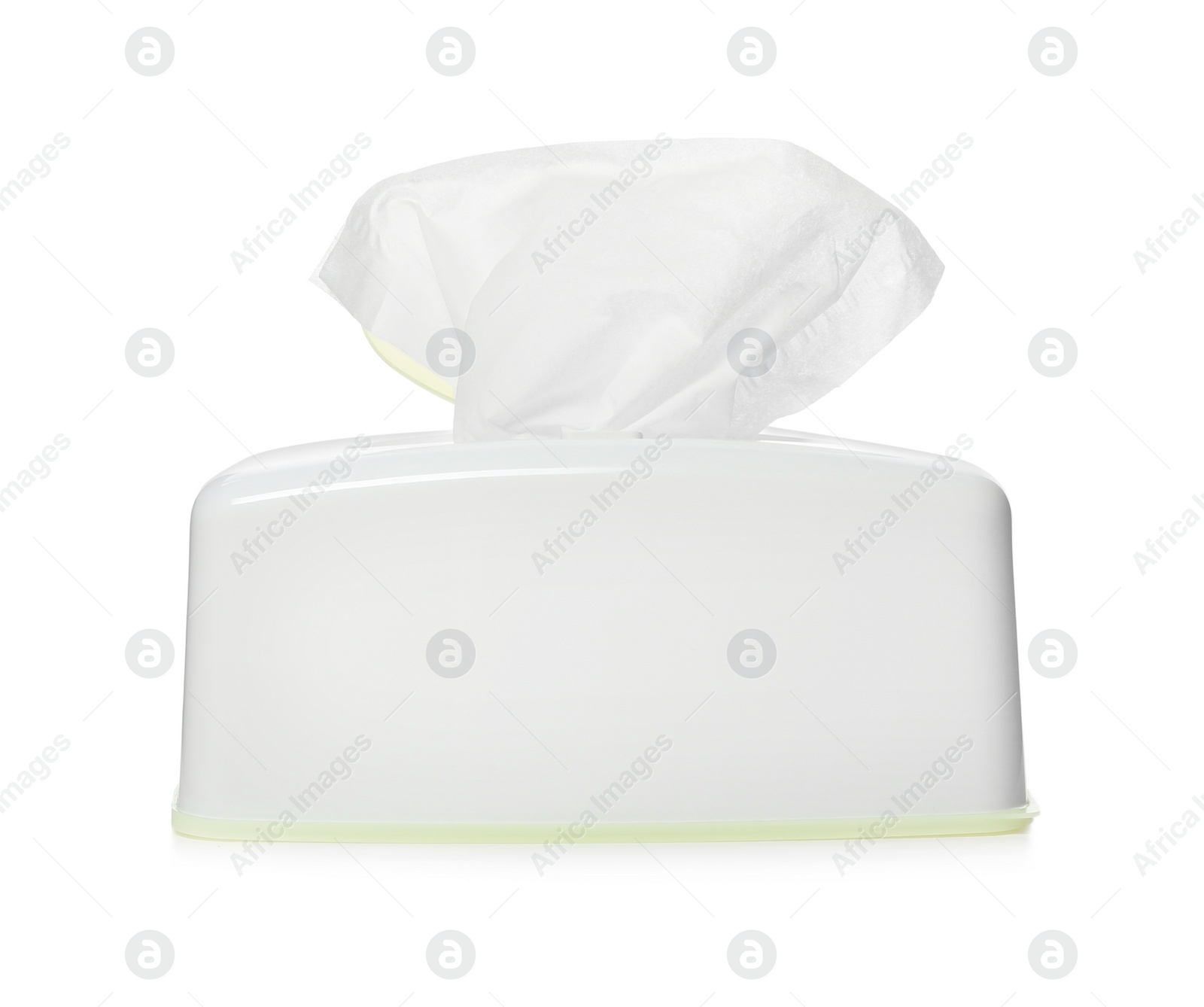 Photo of Holder with paper tissues isolated on white