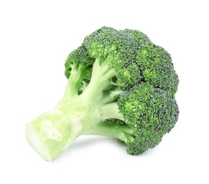 Photo of Fresh green broccoli on white background. Organic food