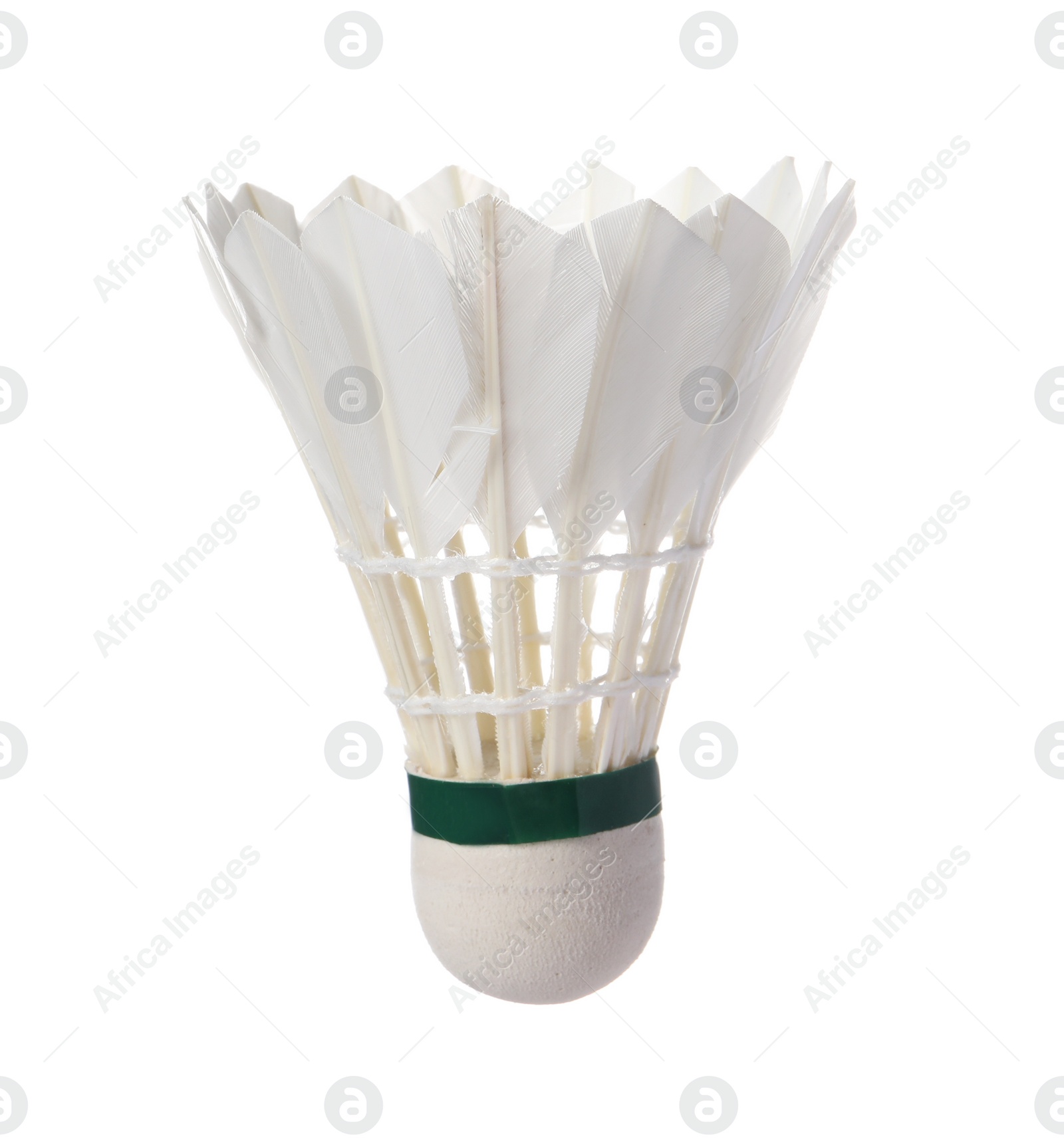 Photo of One feather badminton shuttlecock isolated on white