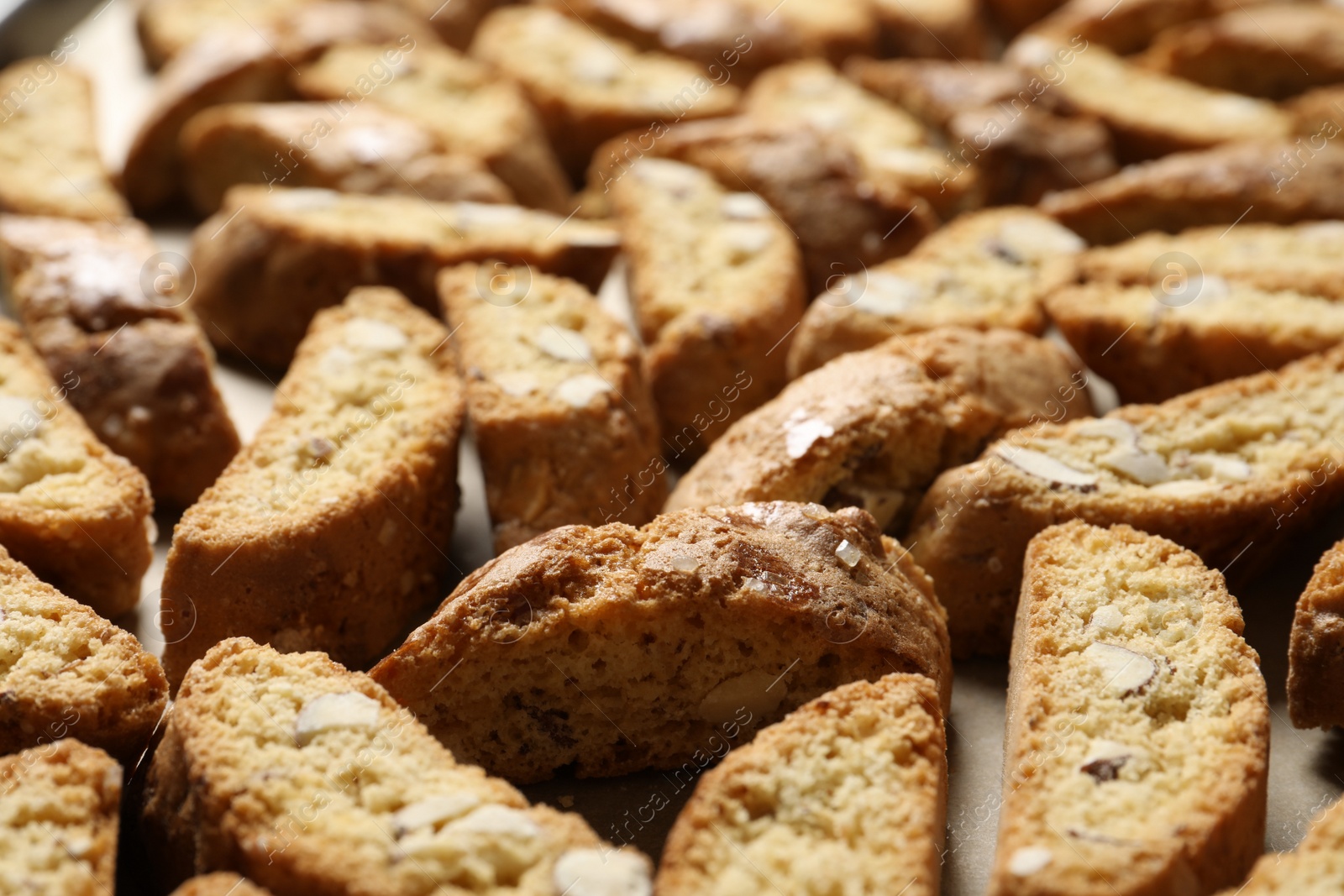 Photo of Traditional Italian almond biscuits (Cantucci), closeup view