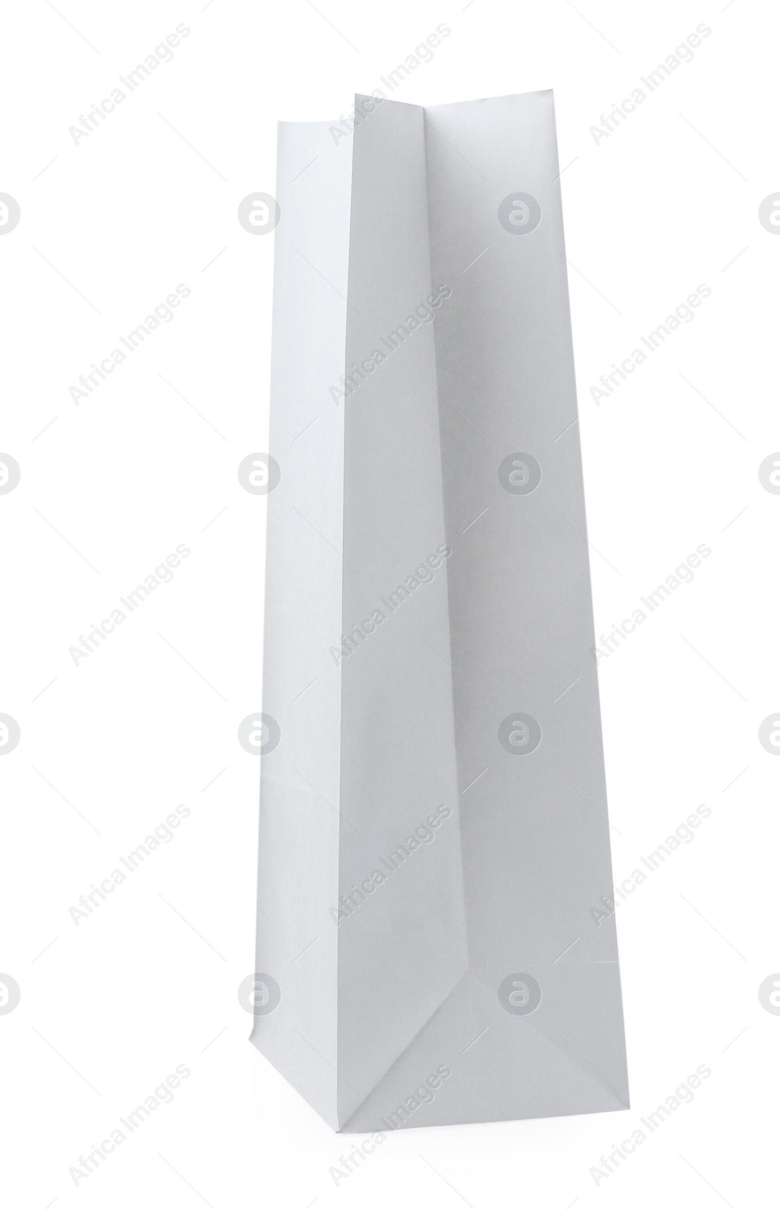 Photo of New open paper bag isolated on white