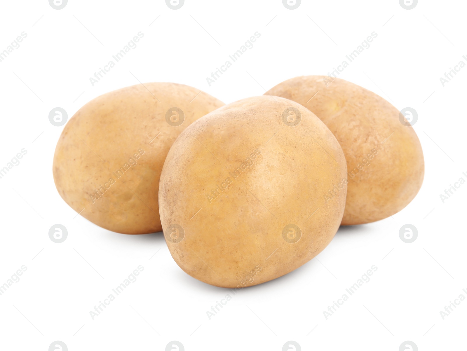 Photo of Tasty fresh organic potatoes on white background