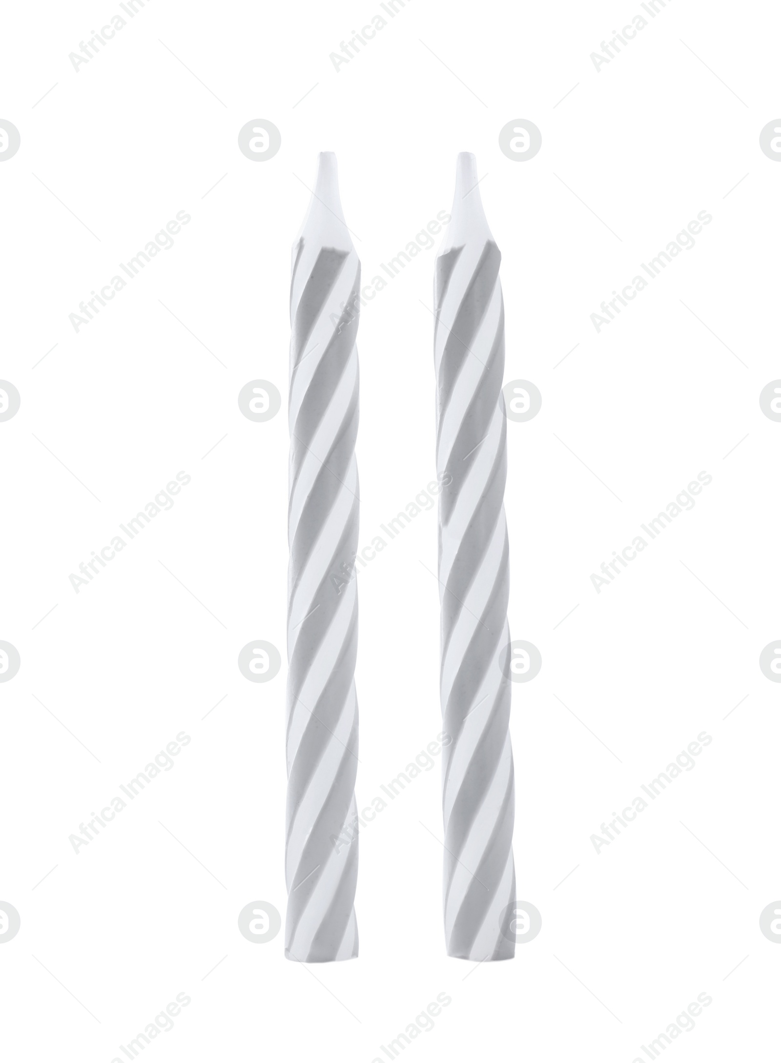 Photo of Silver striped birthday candles isolated on white