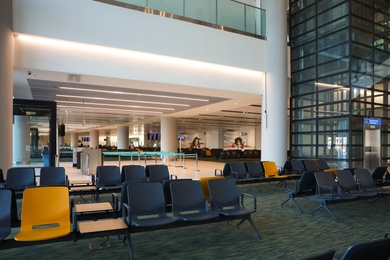 ISTANBUL, TURKEY - AUGUST 13, 2019: Waiting area in new airport terminal