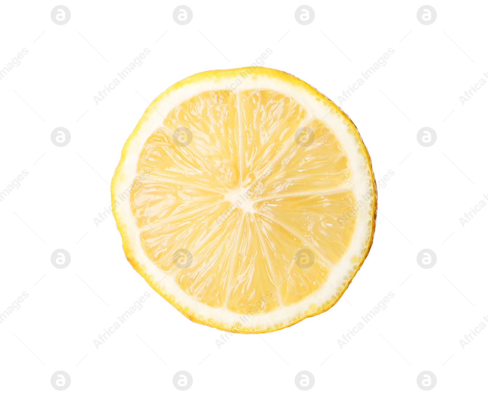 Photo of Citrus fruit. Sliced fresh ripe lemon isolated on white