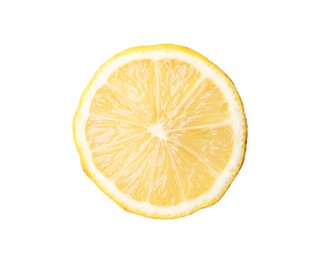 Photo of Citrus fruit. Sliced fresh ripe lemon isolated on white