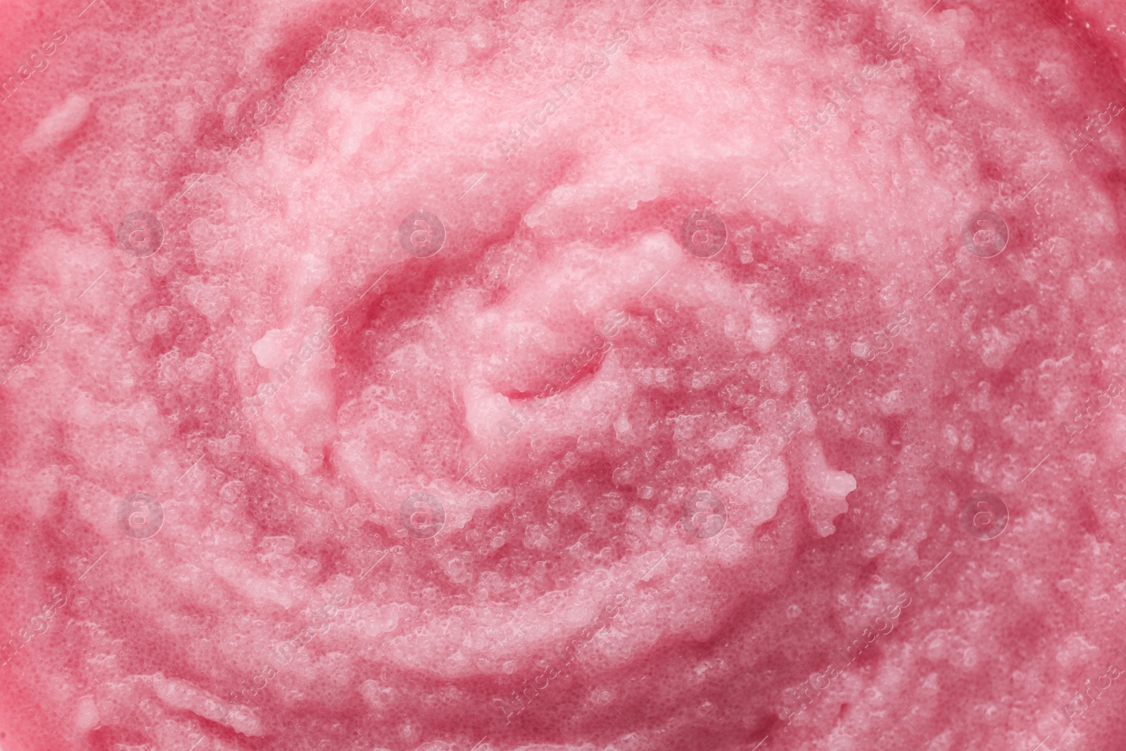 Photo of Body scrub as background, closeup. Cosmetic product