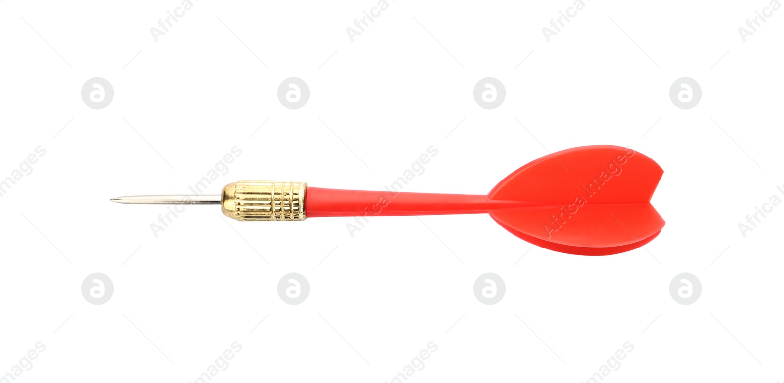 Photo of Single sharp red dart isolated on white