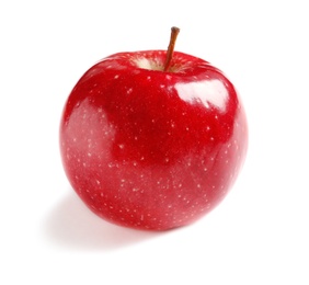 Photo of Ripe red apple on white background