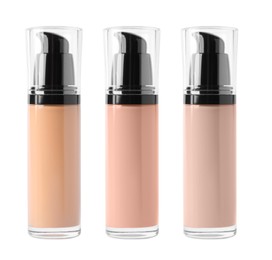 Image of Set of liquid foundations in different shades isolated on white