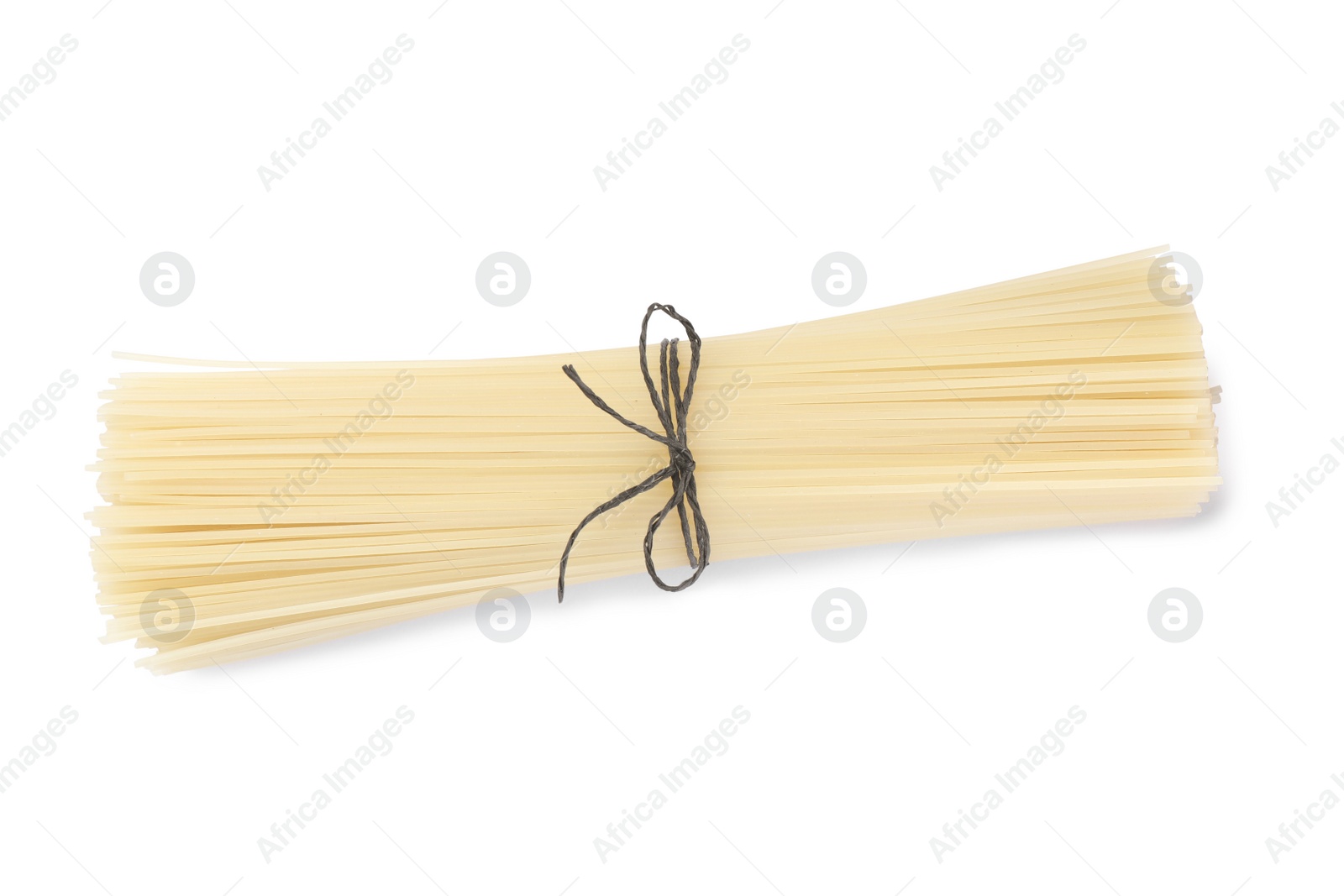 Photo of Bunch of dried rice noodles isolated on white, top view