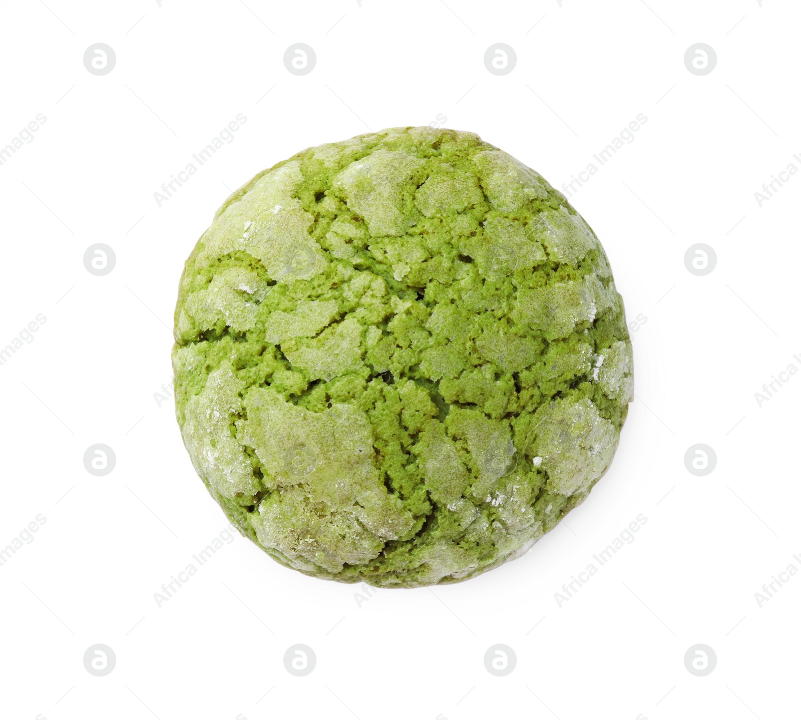 Photo of One tasty matcha cookie isolated on white, top view